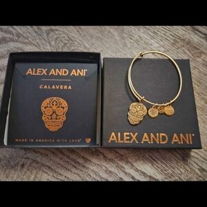 Alex and Ani Gold Skull Charm Bracelet